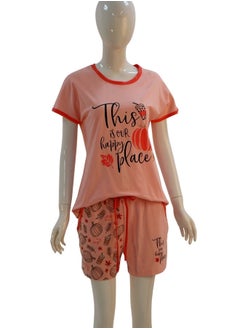 JOANNA JOANNA Women's This Is Our Happy Place Quotes Shirt and Short Pajama Set, Pink  - Image 1