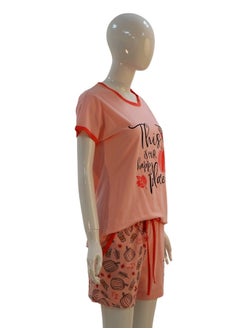 JOANNA JOANNA Women's This Is Our Happy Place Quotes Shirt and Short Pajama Set, Pink  - Image 4