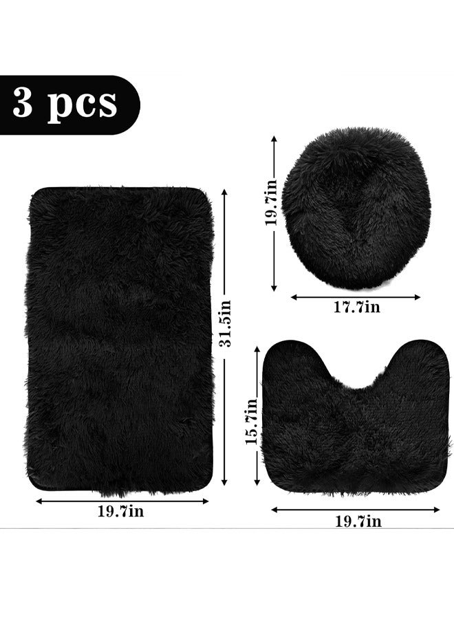 3 Pieces Bathroom Mats Bathroom Rugs Sets with PVC Backing Ultra Soft Non Slip Quickly Absorb Bathroom Mat Fast Drying Bath Rug Bath Mat with U-Shaped Contour Rug  Toilet Lid Cover Bath Rug Bathroom Floor Mats for Home Decor Bathroom Toilet - Image 2