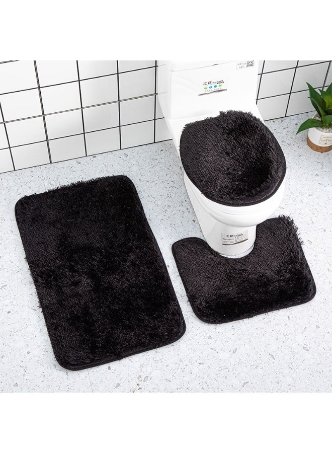 3 Pieces Bathroom Mats Bathroom Rugs Sets with PVC Backing Ultra Soft Non Slip Quickly Absorb Bathroom Mat Fast Drying Bath Rug Bath Mat with U-Shaped Contour Rug  Toilet Lid Cover Bath Rug Bathroom Floor Mats for Home Decor Bathroom Toilet - Image 1