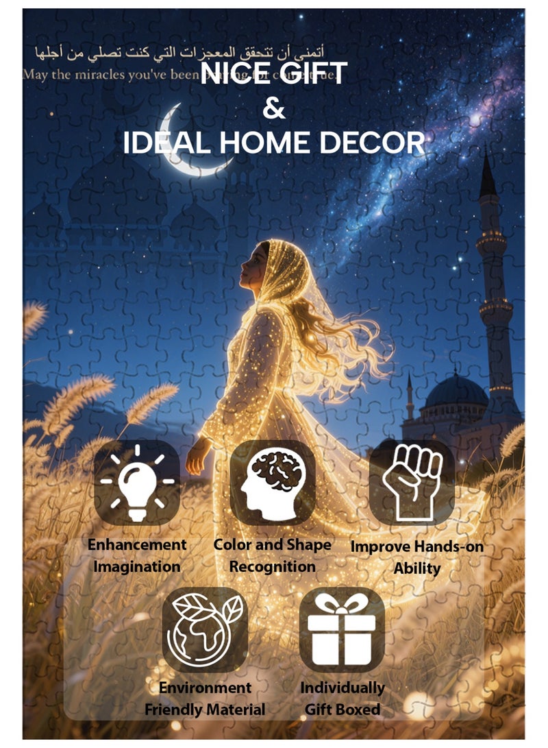 GALADUNE 300 Pieces Puzzles Jigsaws for Adults&Kids Stress Relief Toy, Unique Perfectly-Fitting Pieces, Ideal Gift for Ramadan Birthday New Year, Girl Gazing at the Stars - Image 3