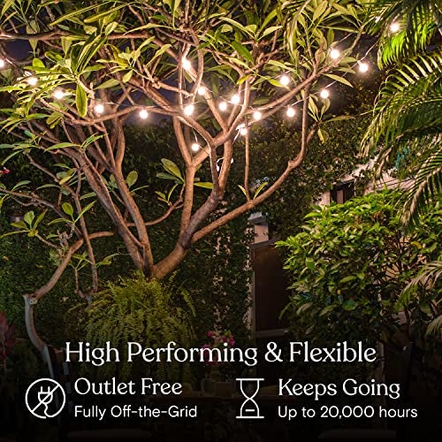 Brightech Ambience Pro Solar Powered LED Outdoor String Lights - 27 Ft Commercial Waterproof Patio Lights with Edison Bulbs - Durable String Lights for Outside, Backyard, Porch - 1W, Warm White - Image 3