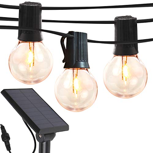 Brightech Ambience Pro Solar Powered LED Outdoor String Lights - 27 Ft Commercial Waterproof Patio Lights with Edison Bulbs - Durable String Lights for Outside, Backyard, Porch - 1W, Warm White - Image 1