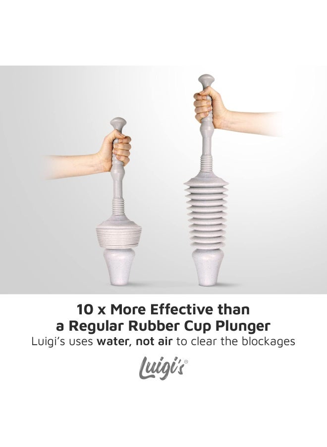 Luigi's Luigi S The World S Best Toilet Plunger Heavy Duty Toilet Unblocker To Fit All Toilets Clears And Unblocks With A Powerful Bellows Grey With Holder - Image 2