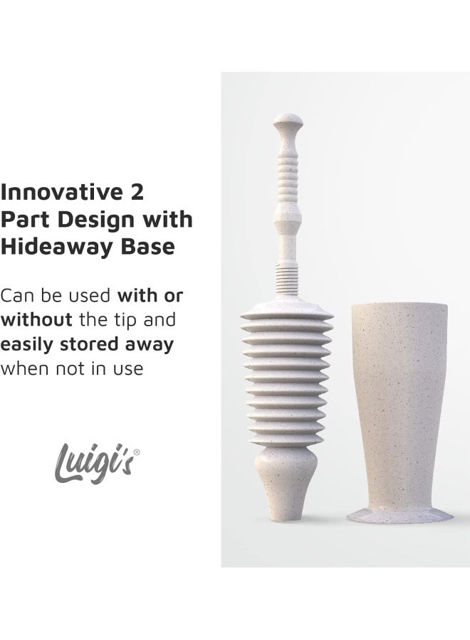 Luigi's Luigi S The World S Best Toilet Plunger Heavy Duty Toilet Unblocker To Fit All Toilets Clears And Unblocks With A Powerful Bellows Grey With Holder - Image 5