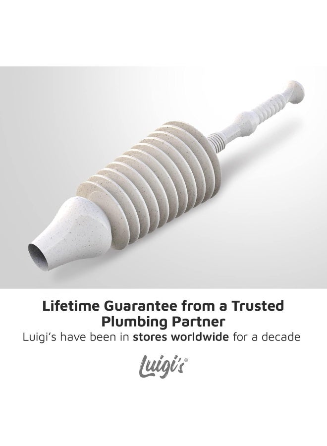 Luigi's Luigi S The World S Best Toilet Plunger Heavy Duty Toilet Unblocker To Fit All Toilets Clears And Unblocks With A Powerful Bellows Grey With Holder - Image 3