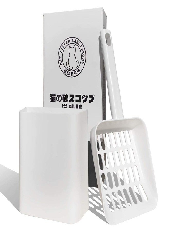 Tookincmo Cat Litter Scooper with Caddy, Cat Scooper for Litter Box with Holder Stand, Durable, Neat and Convenient - Matte White - Image 1