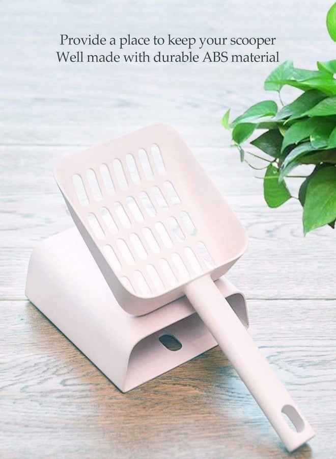 Tookincmo Cat Litter Scooper with Caddy, Cat Scooper for Litter Box with Holder Stand, Durable, Neat and Convenient - Matte White - Image 2