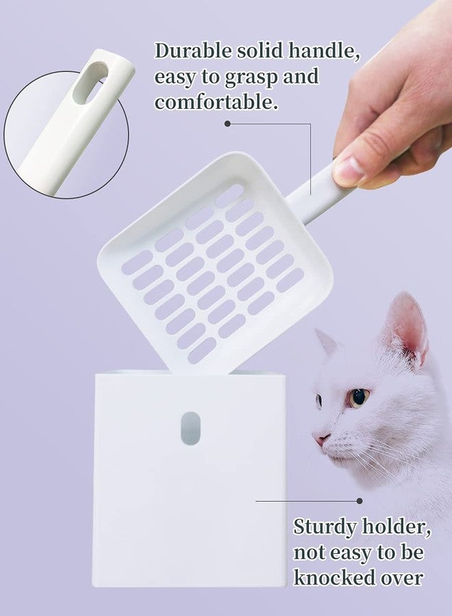Tookincmo Cat Litter Scooper with Caddy, Cat Scooper for Litter Box with Holder Stand, Durable, Neat and Convenient - Matte White - Image 3