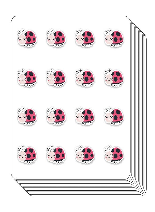 GUVSPTI Pink Ladybug Planner Stickers, 0.5in Scrapbooking Kids DIY Calendar Crafting 208-Pack - Image 1