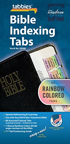 Tabbies 20 Pack with Display Rainbow Bible Indexing Tabs, Old & New Testaments, 80 Tabs Including 64 Books & 16 Ref. Tabs, Multi-Colored (58346) - Image 2