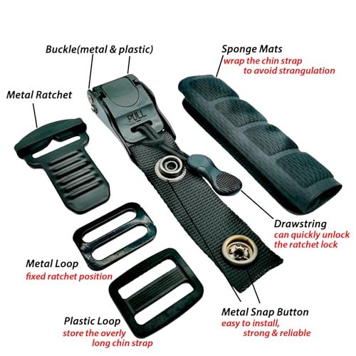 ZYRELYNX Helmet Quick Release Buckle Kit Ratcheted Helmet Chin Strap Adapter - Replacement Kit Compatible with Classic D-Rings Helmet, For Half, 3/4, Full Face Helmet, Black, 1 Pack - Image 2