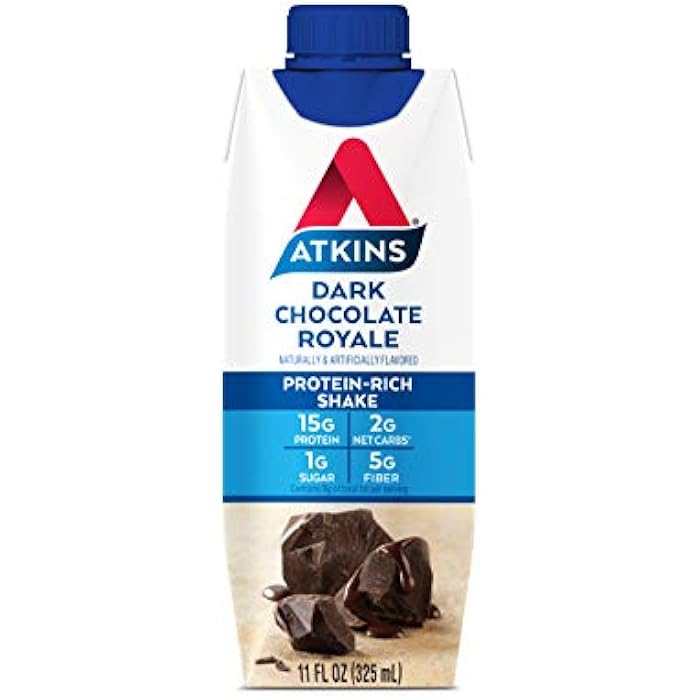 Atkins شيك بروتين شوكولاتة داكنة رويال من أتكينز. غني وكريمي مع بروتين. مناسب للكيتو وخالي من الغلوتين. (4 شيكات)، 11 أونصة سائلة - Image 4