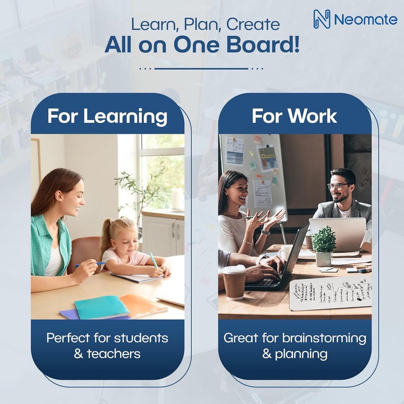 Neomate Melamine Dry Erase Lap Boards | 9x12 Inch, Pack of 2 | Includes 2 Boards, 2 Markers, 1 Eraser | Portable Double-Sided Whiteboard for Kids, Students & Teachers - Image 4