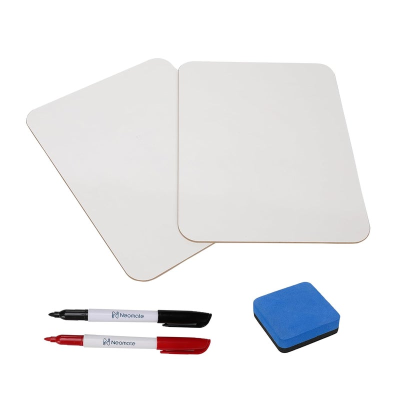 Neomate Melamine Dry Erase Lap Boards | 9x12 Inch, Pack of 2 | Includes 2 Boards, 2 Markers, 1 Eraser | Portable Double-Sided Whiteboard for Kids, Students & Teachers - Image 1