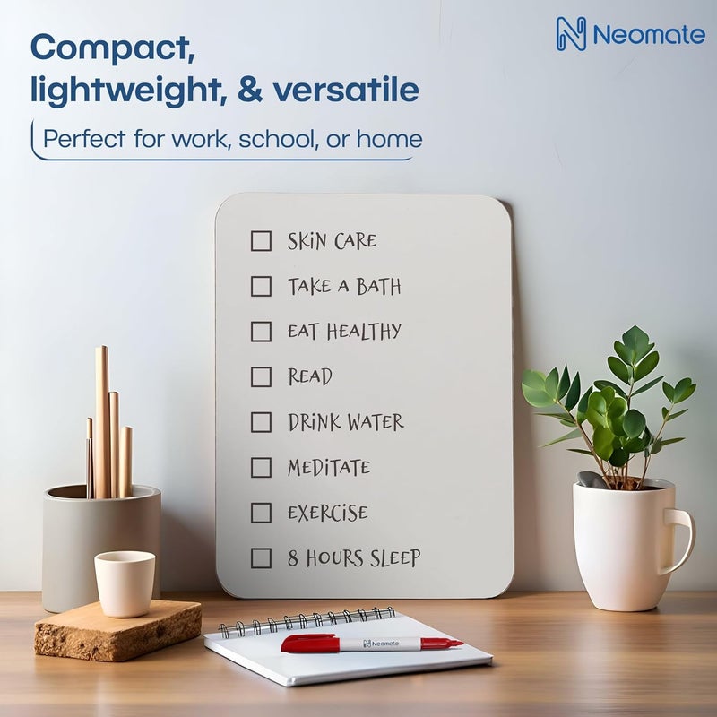 Neomate Melamine Dry Erase Lap Boards | 9x12 Inch, Pack of 2 | Includes 2 Boards, 2 Markers, 1 Eraser | Portable Double-Sided Whiteboard for Kids, Students & Teachers - Image 2