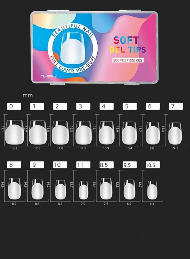 YIMART Press on Nails Short,300pcs Traceless Frosted ABS Artificial Nail Tips,NO Polishing Medium Design Matte Soft Gel Nail Tips for Extension Nail Salon (transparent, short almond) - Image 2