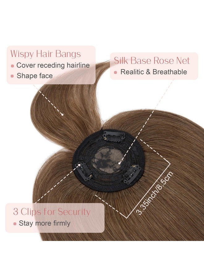 سيجو وصلات شعر SEGO للنساء من شعر بشري حقيقي مع غرة، قاعدة أحادية، 14 بوصة، غرة، وصلات شعر مستعارة للنساء ذوات الشعر الخفيف -4 سنوات، بني محايد متوسط - Image 3