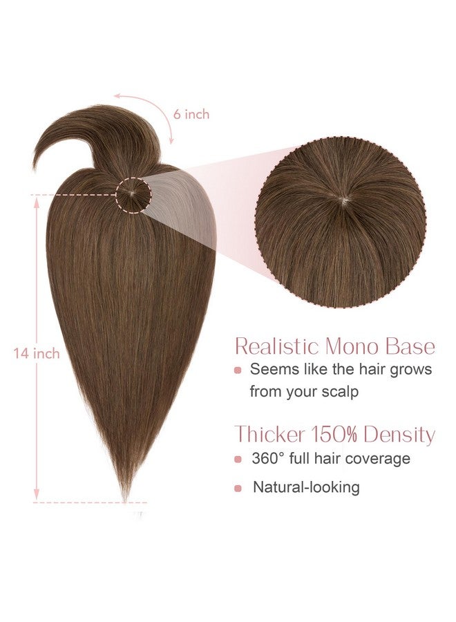سيجو وصلات شعر SEGO للنساء من شعر بشري حقيقي مع غرة، قاعدة أحادية، 14 بوصة، غرة، وصلات شعر مستعارة للنساء ذوات الشعر الخفيف -4 سنوات، بني محايد متوسط - Image 2