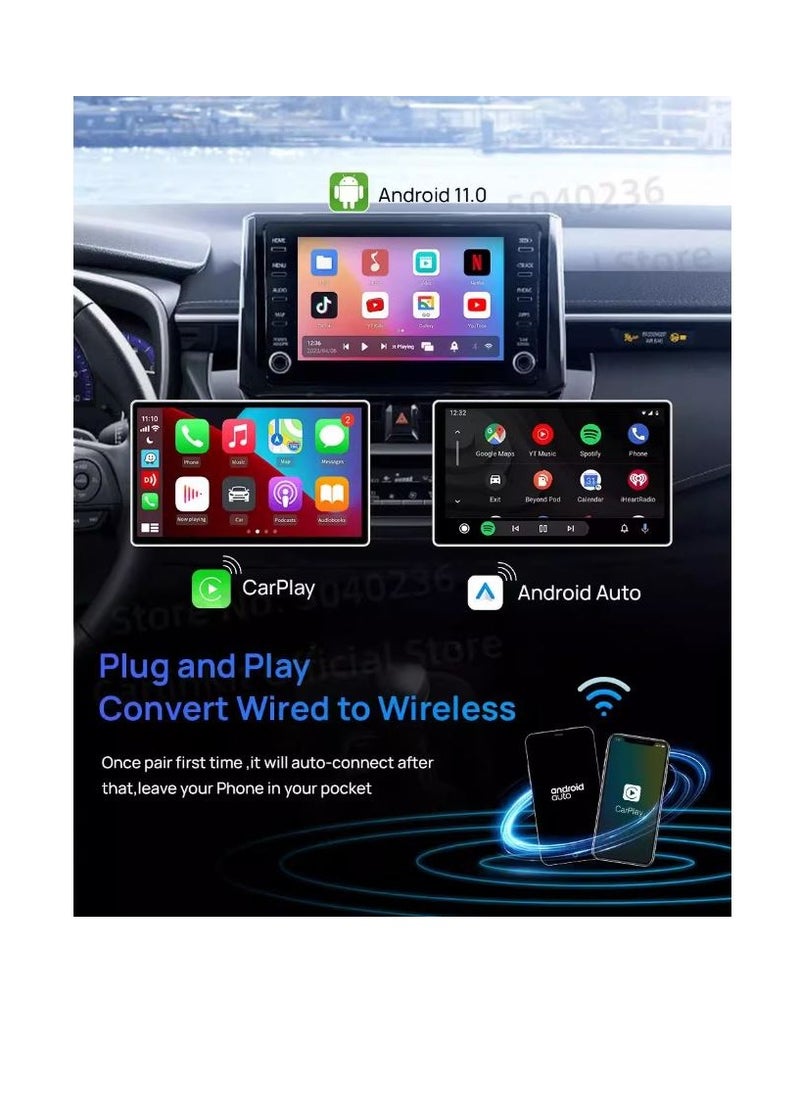 Generic - Android 11 Car play Ai Box Suit For Car Built-in Wired Car play Wireless Android Auto & Wireless Car play 2GB ram +16GB Rom - Black - Image 1
