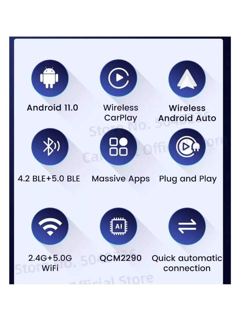 Generic - Android 11 Car play Ai Box Suit For Car Built-in Wired Car play Wireless Android Auto & Wireless Car play 2GB ram +16GB Rom - Black - Image 1
