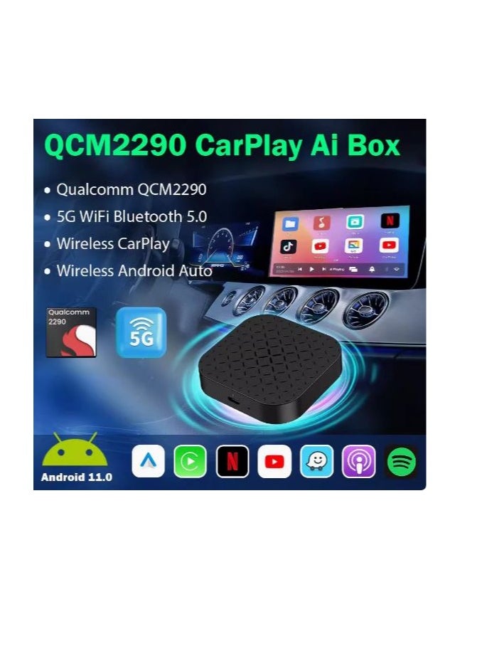 Generic - Android 11 Car play Ai Box Suit For Car Built-in Wired Car play Wireless Android Auto & Wireless Car play 2GB ram +16GB Rom - Black - Image 1