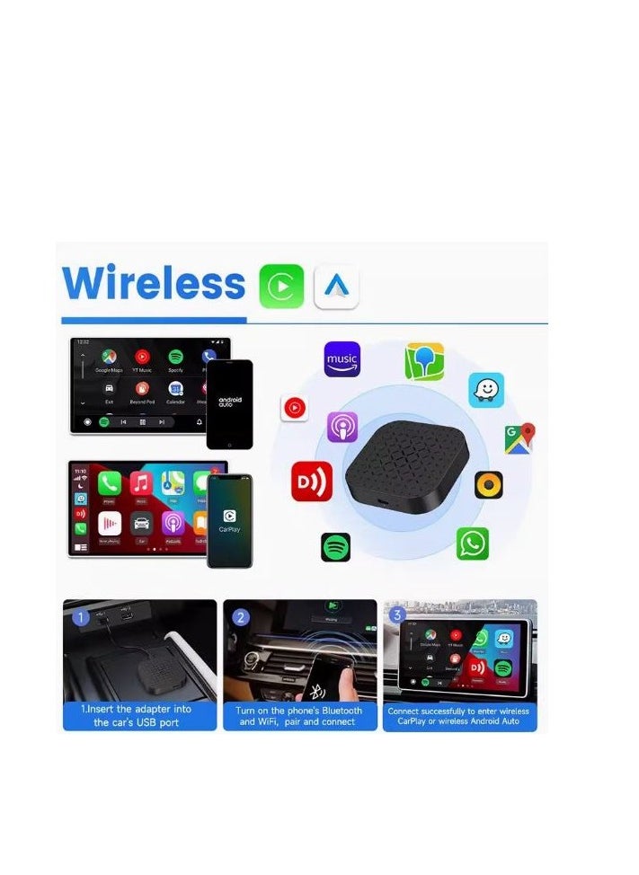 Generic - Android 11 Car play Ai Box Suit For Car Built-in Wired Car play Wireless Android Auto & Wireless Car play 2GB ram +16GB Rom - Black - Image 1