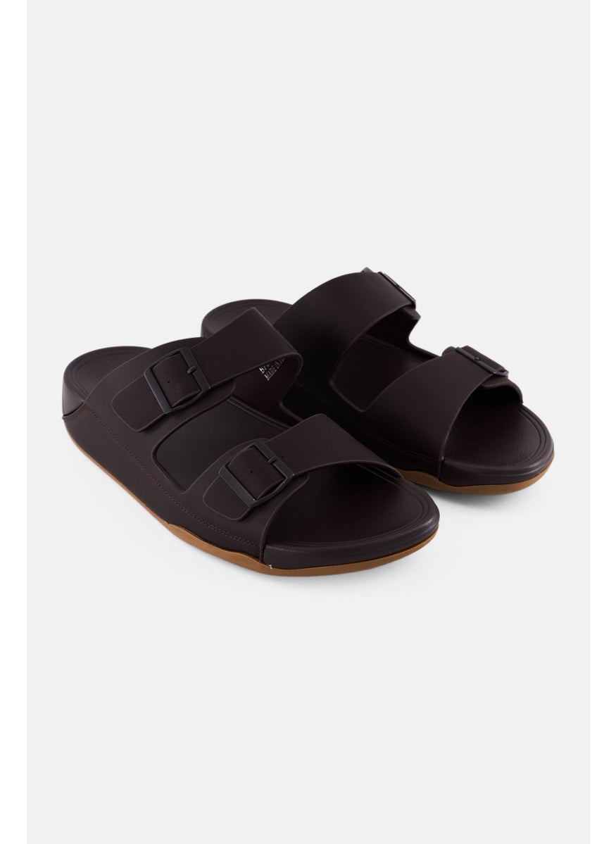 English Laundry Men 2 Strap Slip On Arabic Sandals, Coffee Brown  - Image 1