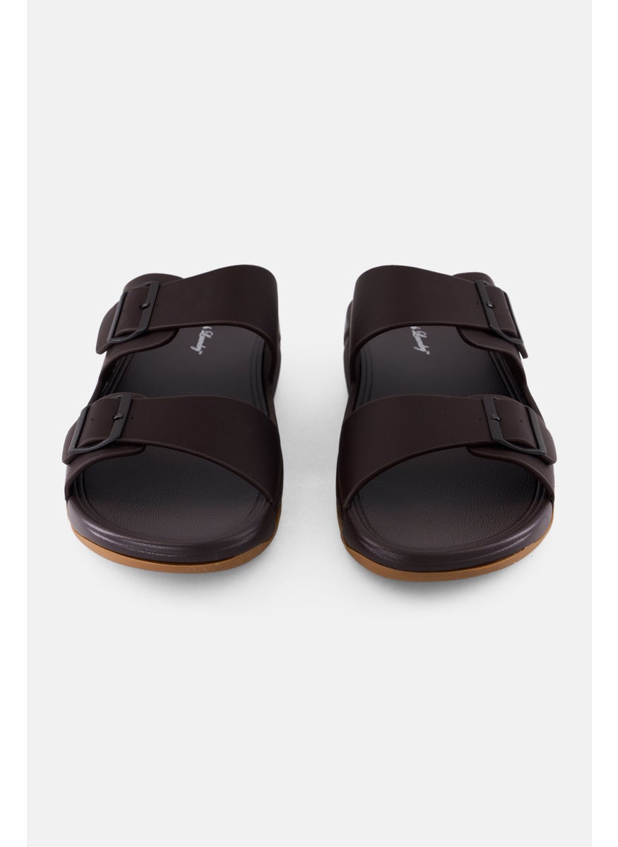 English Laundry Men 2 Strap Slip On Arabic Sandals, Coffee Brown  - Image 4