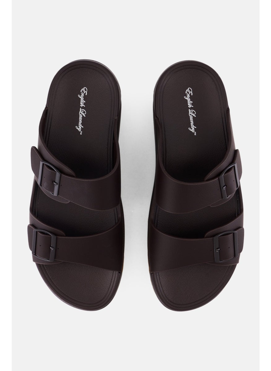 English Laundry Men 2 Strap Slip On Arabic Sandals, Coffee Brown  - Image 3