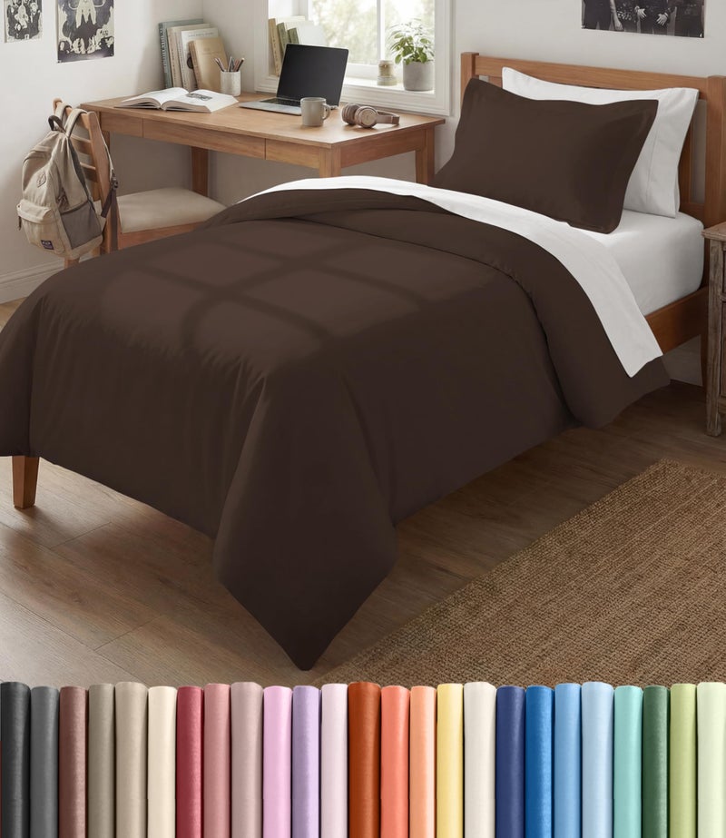 CGK Unlimited Duvet Cover TwinTwin XL Size Extra Soft Dorm College Duvet Cover for All Seasons Lightweight Comfy Breathable with Zipper Closures Ties 68 x 90 Inches Brown Comforter Not Included - Image 2