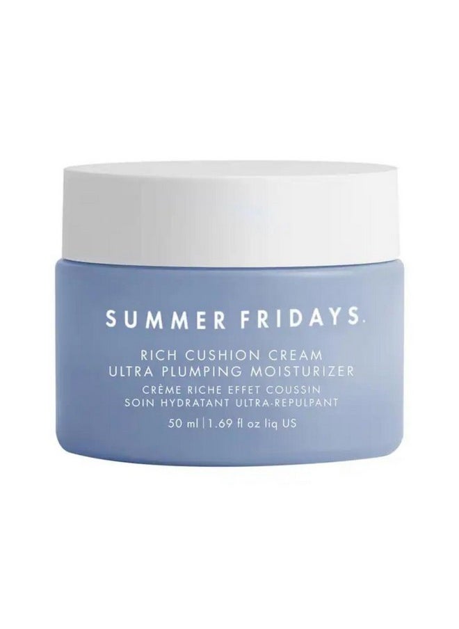 SUMMER FRIDAYS Rich Cushion Cream Ultra Plumping Facial Moisturizer + Makeup Primer Infuses Skin With Rich Hydration From Glycerin + Squalane Noncomedogenic + Fragrancefree (1.69 Oz)  - Image 1
