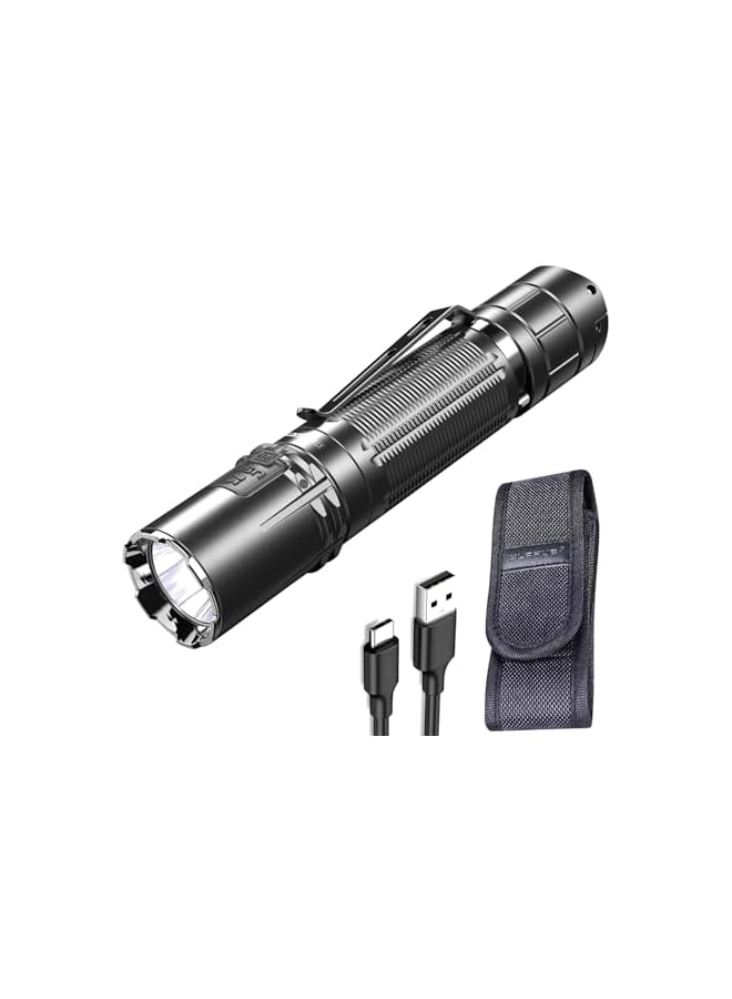 promass XT2CR Pro 2100 Lumens USB C Rechargeable Torch, Dual Tail Switches Handheld Flashlight with Holster for Law Enforcement, Outdoor, Everyday Carry and Emergency Use - Image 2