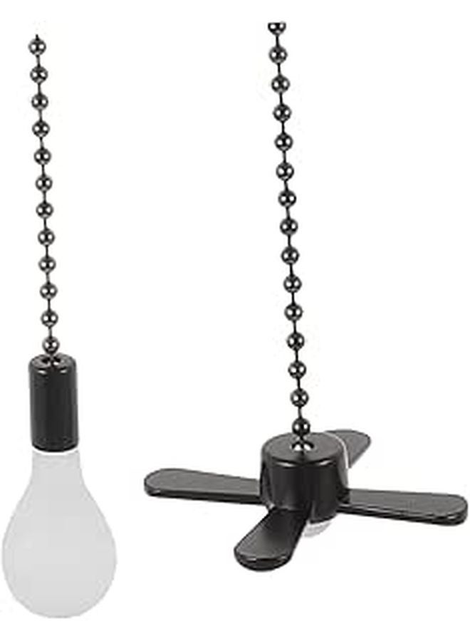 2PCS Stainless Steel Fan Pull Chain Extension with Glass Pendant Ceiling Fan Replacement Accessory - Image 1