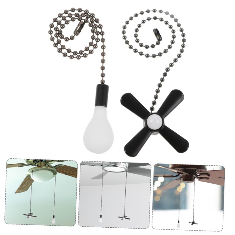 2PCS Stainless Steel Fan Pull Chain Extension with Glass Pendant Ceiling Fan Replacement Accessory - Image 5