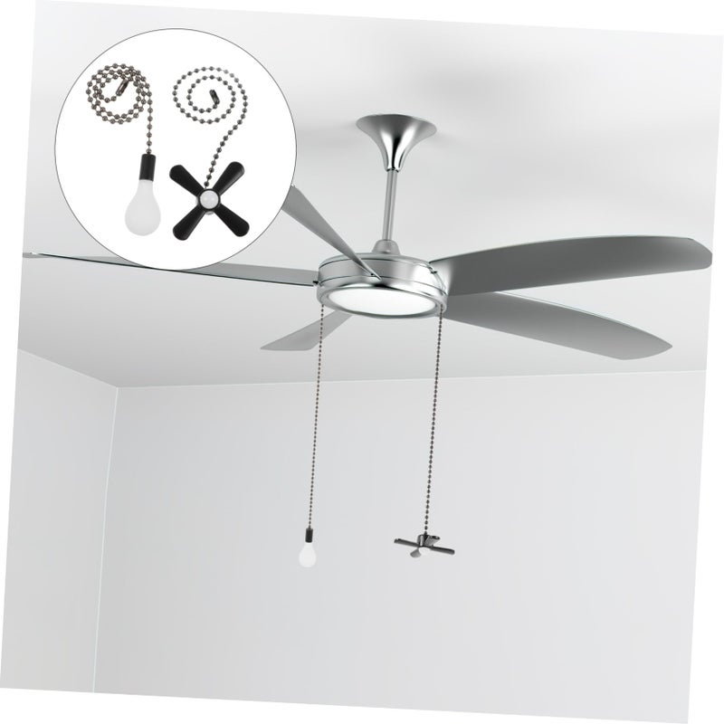 2PCS Stainless Steel Fan Pull Chain Extension with Glass Pendant Ceiling Fan Replacement Accessory - Image 3