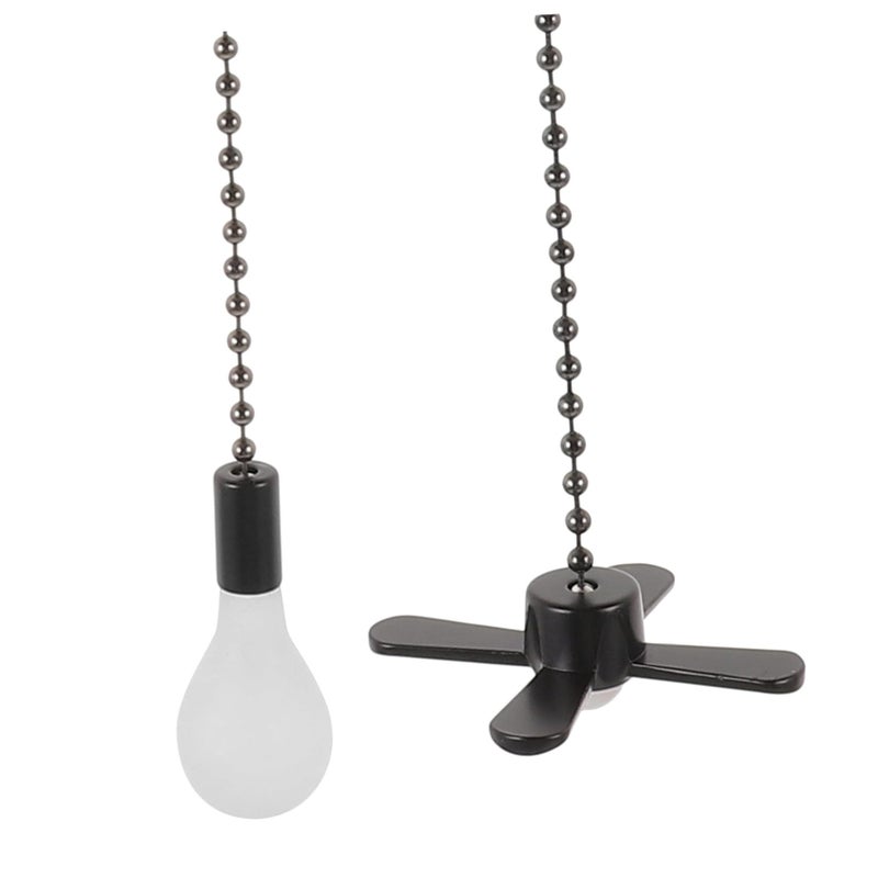 2PCS Stainless Steel Fan Pull Chain Extension with Glass Pendant Ceiling Fan Replacement Accessory - Image 2