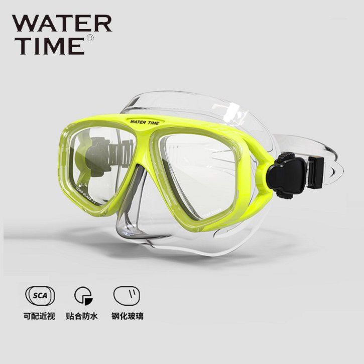 WATERTIME مجموعة الغطس من واترتايم – سنوركل جاف كامل، قناع غوص مع عدسات طبية للسباحة والغوص - Image 1