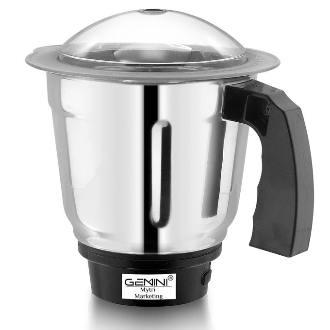 DRY JAR FOR MIXER GRINDER STAINLESS STEEL WITH HANDLE ALUMINIUM BASE MA47 SILVER PACK OF 1