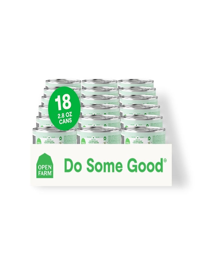 Open Farm طعام القطط المعلب من أوبن فارم، باتيه لتغذية كاملة ومتوازنة، طعام رطب للقطط خالٍ من الحبوب والبقوليات، وصفة الديك الرومي من هومستيد، علب 2.8 أونصة (كرتونة من 18 علبة) - Image 1