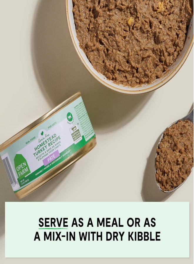 Open Farm طعام القطط المعلب من أوبن فارم، باتيه لتغذية كاملة ومتوازنة، طعام رطب للقطط خالٍ من الحبوب والبقوليات، وصفة الديك الرومي من هومستيد، علب 2.8 أونصة (كرتونة من 18 علبة) - Image 4