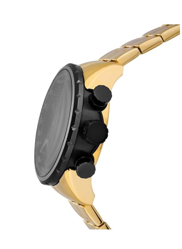 إنفيكتا ساعة إنفيكتا أفياتور رجالية 48 مم، مصنوعة من الفولاذ المقاوم للصدأ، مينا ذهبي وأسود، حركة كوارتز VD57 - Image 3