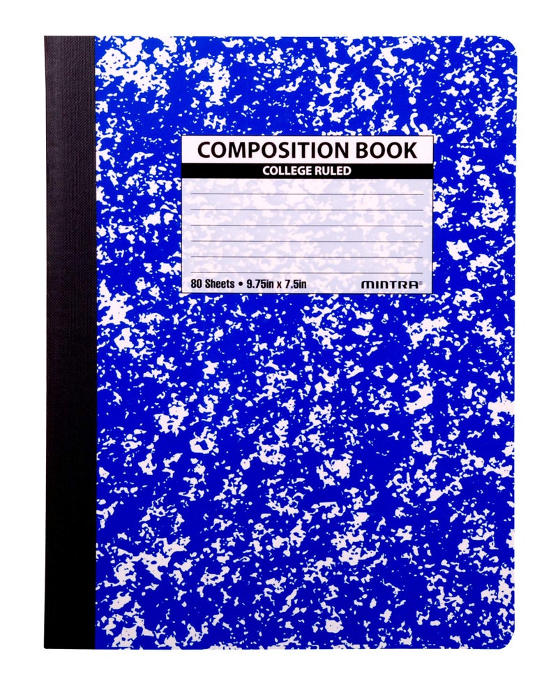 Mintra Office Composition Books - Sturdy Flexible Cover (4 Pack, Assorted Marble Comp - College Ruled) - Image 1