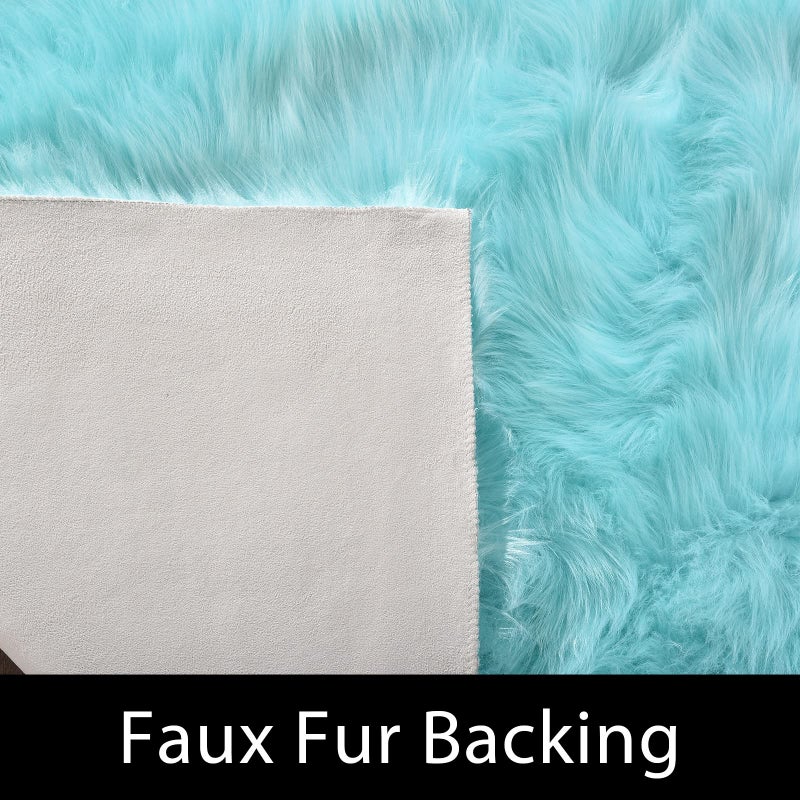 Latepis Light Blue Small Fluffy Rugs 2x3 Teal Faux Sheepskin Fur Rug for Bedroom Cute Throw Plush Rug for Cushion Chair Furry Rugs for Home DÃ©cor - Image 4