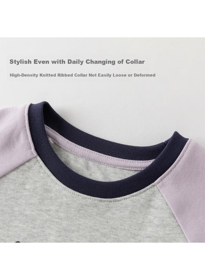 Dave & Bella Davebella Kaluomi Collaboration Children'S Cotton T-Shirt, Girls' Antibacterial Undershirt, Big Kids' Autumn Wear - Image 3