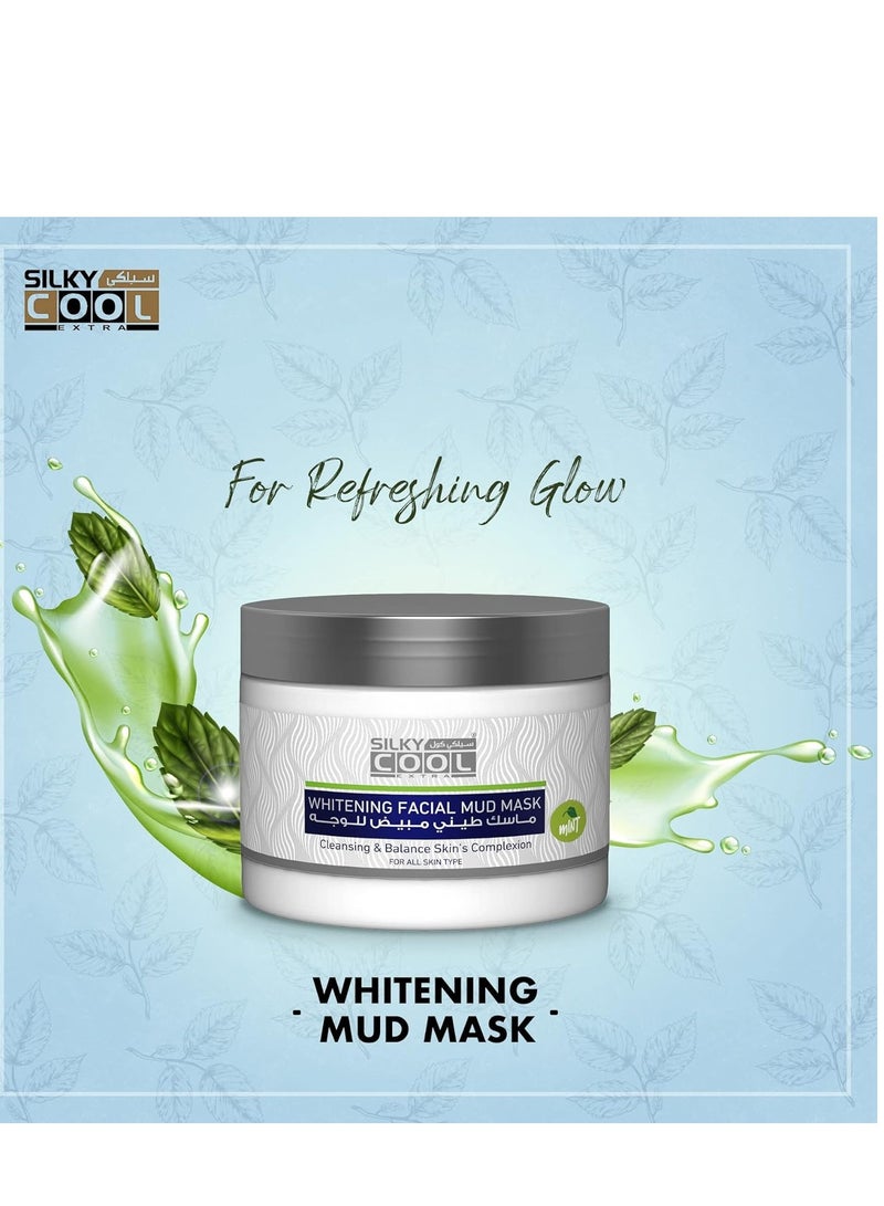 Silky Cool Whitening Facial Mud Mask for Balancing Skin Complexion 350ml in Mint Exctract - Image 2