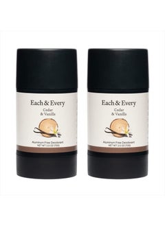 2-Pack Natural Aluminum-Free Deodorant for Sensitive Skin with Essential Oils, Plant-Based Packaging (Cedar & Vanilla, 2.5 Ounce (Pack of 2))
