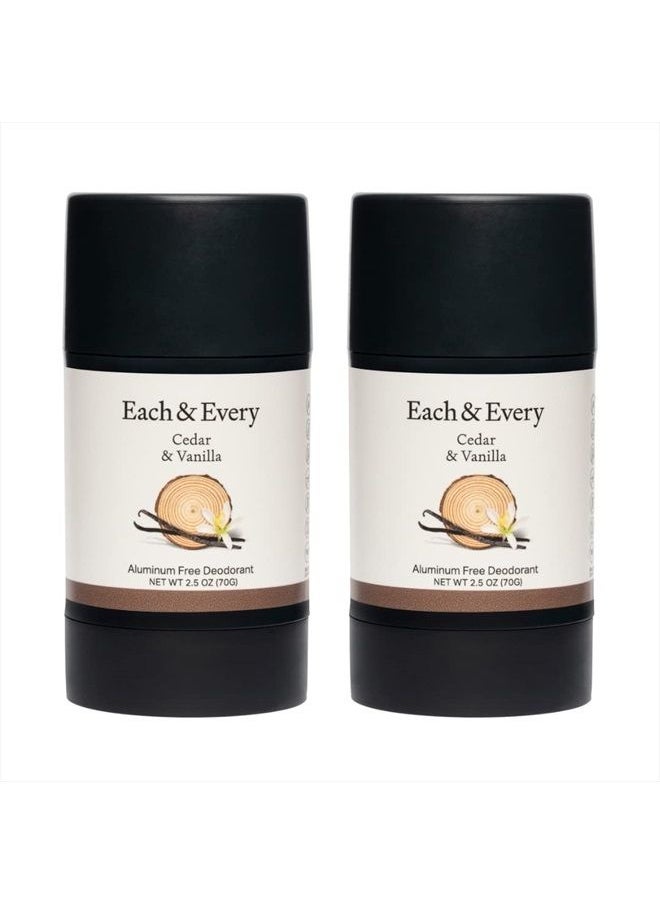 Each & Every - 2-Pack Natural Aluminum-Free Deodorant for Sensitive Skin with Essential Oils, Plant-Based Packaging (Cedar & Vanilla, 2.5 Ounce (Pack of 2)) - Image 1