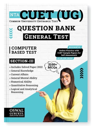 Oswal - Gurukul NTA CUET (UG) General Test Question Bank : 3100+ MCQs on General Knowledge, Current Affairs, Numerical Ability, Mental Ability, Quantitative, Logical & Analytical Qs, Solved Paper 2022 - pzsku/Z355705AC1936D1FB4F7CZ/45/1749823081/2268401a-32d2-4ffe-bfc2-0ef3a5cddbd9
