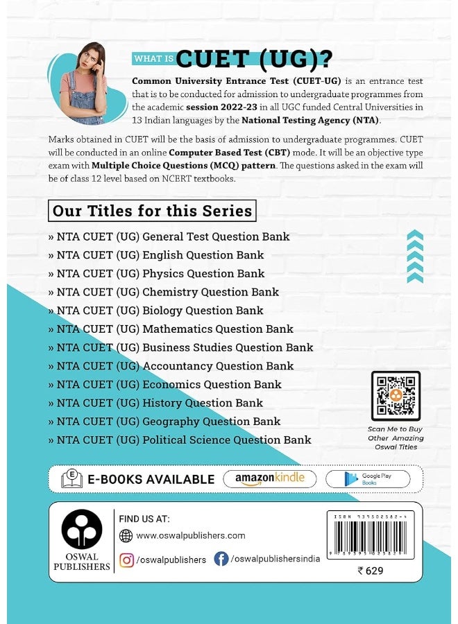 Oswal - Gurukul NTA CUET (UG) General Test Question Bank : 3100+ MCQs on General Knowledge, Current Affairs, Numerical Ability, Mental Ability, Quantitative, Logical & Analytical Qs, Solved Paper 2022